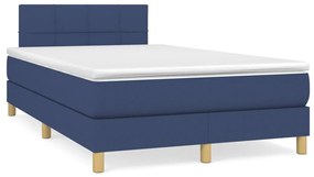 vidaXL Cama boxspring com colchão 120x190 cm tecido azul