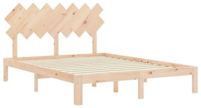 Estrutura de cama com cabeceira 140x190 cm madeira maciça