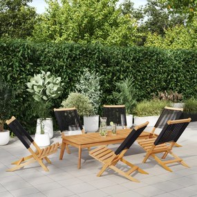 vidaXL Cadeiras de jardim dobráveis 6 pcs madeira acácia maciça preto