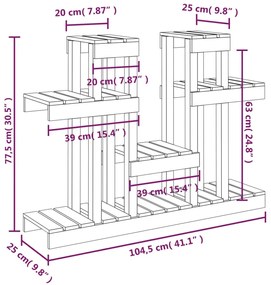 Suporte para plantas 104,5x25x77,5 cm pinho maciço castanho mel