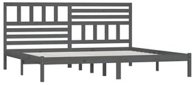 Estrutura de cama 200x200 cm pinho maciço cinzento