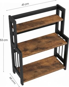 Prateleira para especiarias em bambu de cozinha com 3 níveis 18 x 41 x 53 cm castanho-preto