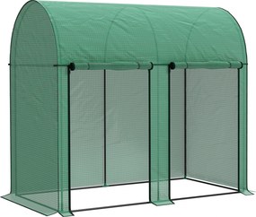 Outsunny Estufa Pequena Estufa de Exterior com Porta Dupla com Fecho de Correr e Cobertura de PE 200x100x178 cm Verde | Aosom Portugal