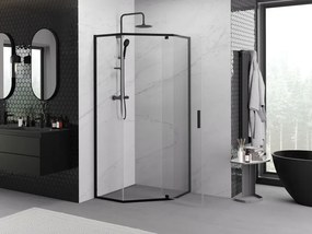 Mexen Exo-R cabine de duche pentagonal de abrir 90 x 90 cm, transparente, preta - 812-090-090-70-00