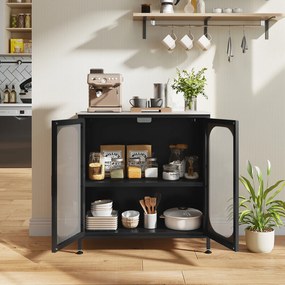 Armário de Cozinha, 83 x 42 x 85,5 cm, Estante Regulável, Preto