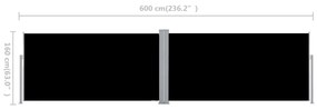 Toldo lateral retrátil 160x600 cm preto