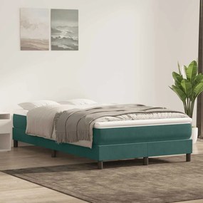 vidaXL Cama com molas/colchão 120x220 cm veludo verde-escuro