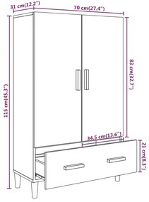 Aparador alto 70x31x115 cm madeira processada branco