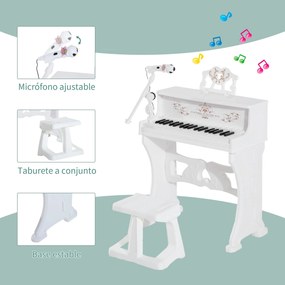 Piano Elétrico Infantil de 37 Teclas Conjunto de Piano com Microfone B