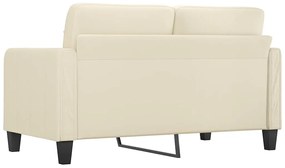 Sofá de 2 lugares 140 cm couro artificial cor creme