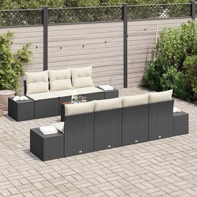 Conjunto de Sofás de Jardim com 8 Peças e Almofadas Pretas