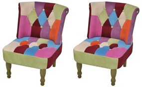 Cadeiras francesas 2 pcs tecido com design de retalhos