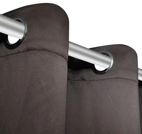 Cortinas opacas com anéis metálicos, castanho, 2 pcs,135 x 245 cm