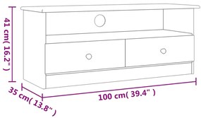 Móvel de TV c/ gavetas ALTA 100x35x41 cm pinho maciço