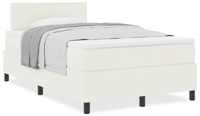 Cama Box Spring com Colchão Creme 120x200 cm Tecido de Veludo Cotelê