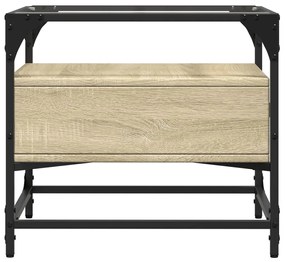 Mesa de centro c/topo de vidro 50x50x45cm carvalho sonoma aço