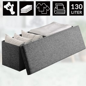 Banco com espaço de armazenamento 115x38x38cm dobrável cinza escuro
