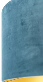 Abajur veludo azul 50/50/25 com interior dourado