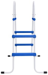 Escada para piscina 84 cm aço azul e branco