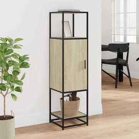 Armário alto 35,5x35x139 cm madeira e metal carvalho sonoma