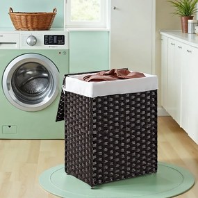Cesto para roupa suja 90L em Polyrattan 46 x 33 x 60 cm Preto