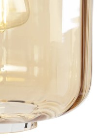Candeeiro de pé design preto com vidro âmbar - Qara Down Design