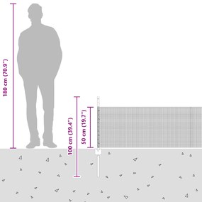 Cerca de Fio Soldado com 22 Postes em U Prateados 0.5x50 m de Aço