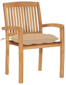 Cadeiras de jardim empiháveis c/ almofadões 8 pcs teca maciça