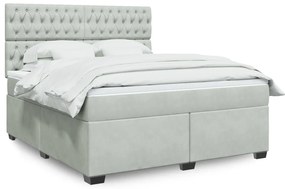 Cama com molas/colchão 180x200 cm veludo cinzento-claro
