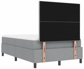 Cama Box com Colchão e Banco Cinza Claro 120x200 cm Tecido