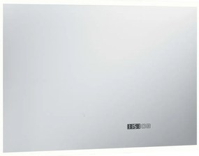 Espelho de parede LED c/ sensor tátil e horas p/ WC 100x60 cm