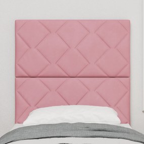 Cabeceira de Veludo Rosa da vidaXL com Padrão de Diamante - 80 cm, Cab