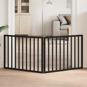 vidaXL Portão p/ cães dobrável 2 painéis 160 cm madeira de álamo preto