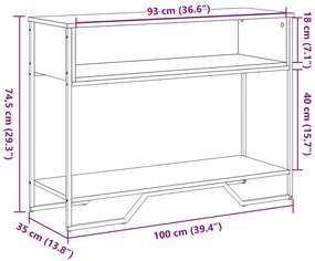 Mesa consola 100x35x74,5 cm derivados madeira cinzento sonoma