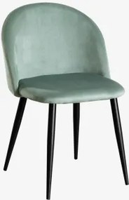 Pack De 2 Cadeiras De Jantar Estofadas E Em Aço Kana Negro & Velluto Verde Abeto & Veludo - Sklum