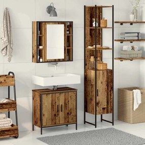 vidaXL Móveis para Banheiro 3 pcs Castanho 33 x 33 x 185.5 cm