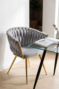 Cadeira Widny Golden Veludo - Cinza claro