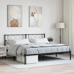 Estrutura de cama com cabeceira 200x200 cm metal preto