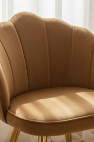 Cadeira Blume Gold Veludo - Castanho Claro
