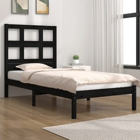 vidaXL Estrutura de cama 90x200 cm madeira de pinho maciça preto