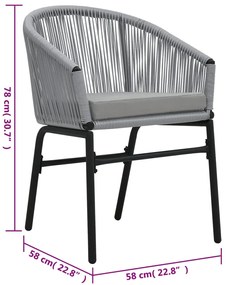 Cadeiras de jardim 2 pcs vime PE antracite