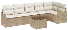 Conjunto de Sofás de Jardim vidaXL 7 Peças com Almofadas Rattan Poly C