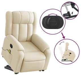 Poltrona elevatória de massagens tecido cor creme