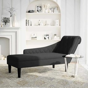 Chaise lounge c/ almofada/apoio de braços direito tecido preto