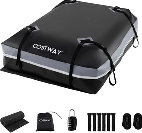 Mala de tejadilho universal para carro 131 x 101 x 45 cm, impermeável em PVC, 600 L, com 6 ganchos, 10 correias, faixas refletoras e saco de transport