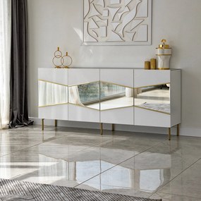 Console Nice – Branco/Ouro – 180x80x40 cm