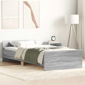 Estrutura de cama solteiro derivados madeira cinzento sonoma