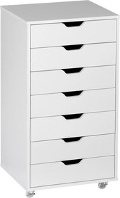Vinsetto Gaveteiro de Escritório com 7 Gavetas e Rodas, Arquivo Vertical, 47,5x39,5x90 cm, Branco | Aosom Portugal