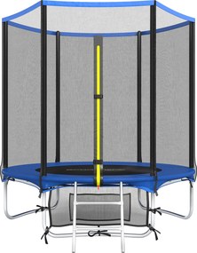 SPORTNOW Trampolim para Crianças Exterior Ø183 cm com Rede de Segurança Escada de 2 Degraus Cobertura de Molas Saco de Armazenamento Azul | Aosom Portugal