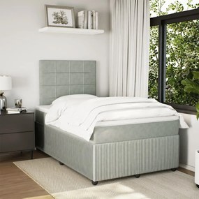 Cama boxspring c/ colchão 120x200 cm veludo cinzento-claro